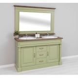 Kúpeľňová skrinka pod umývadlo so zrkadlom Honore 2U 1Z, dubový top, porcelánové umývadlá v cene - Farbu si zvolíte Vy