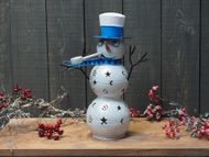Snehuliak s fajkou, vianočná kovová dekorácia,45x15x33 cm